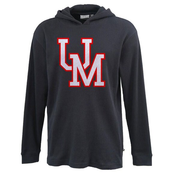 Men's Ole Miss logo Univ Mississippi Thermal waffle Hoodie BLACK - Picture 1 of 3